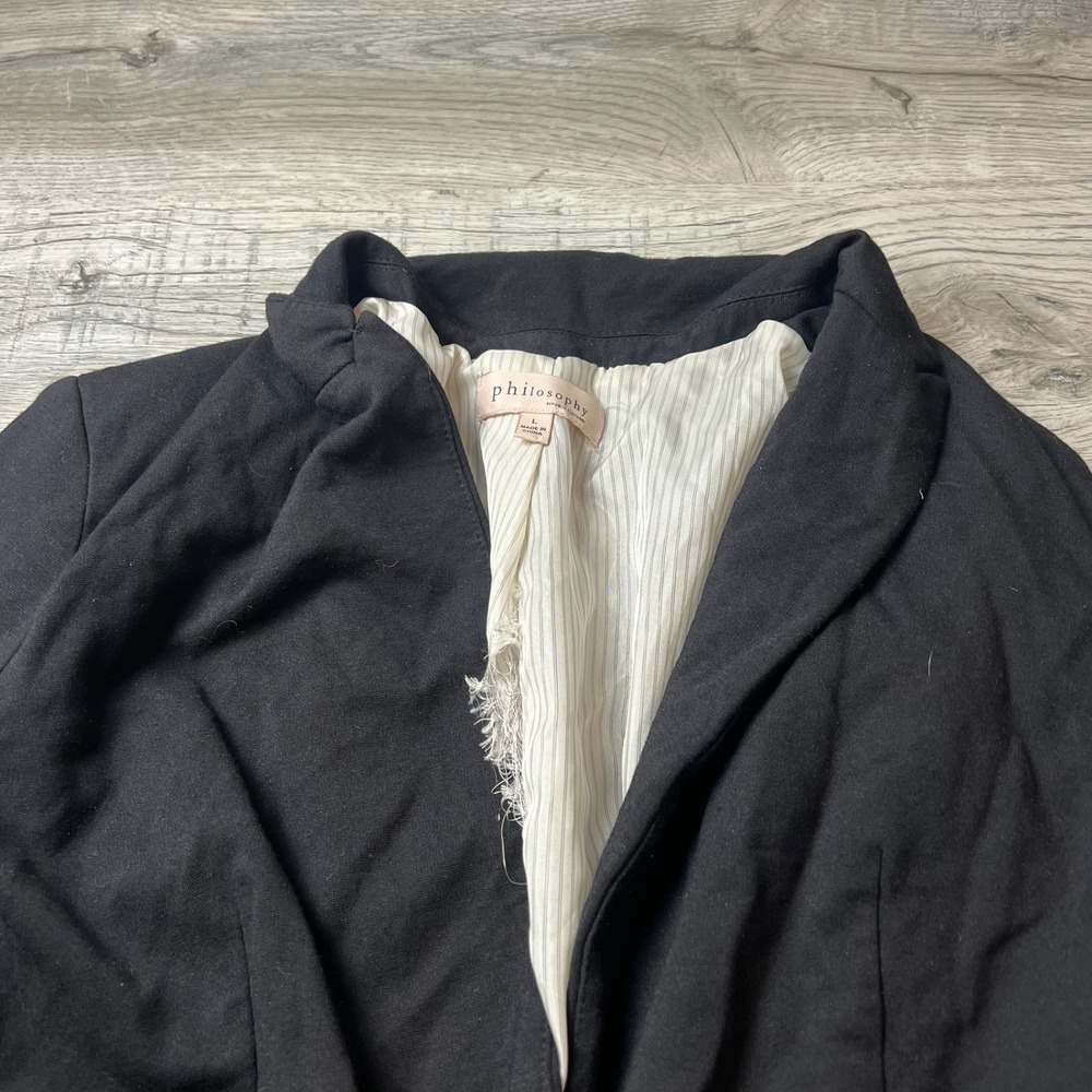 Philosophy Blazer Womens L‎ Black Single Button Knit Professional Career Jacket - Picture 9 of 11